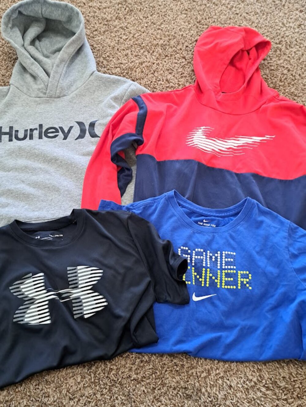 Boys XL clothing set hoodies short sleeve shirts hurley nike under armour